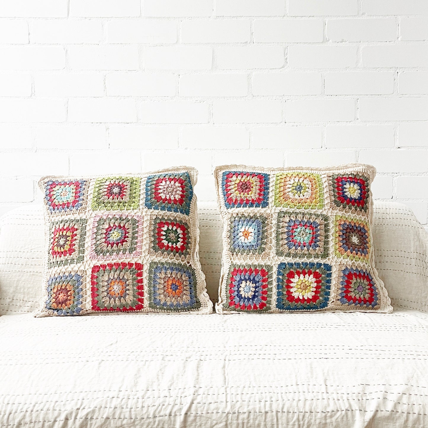 Mosaic Bloom Cushion Cover | Handcrafted Cotton Crochet