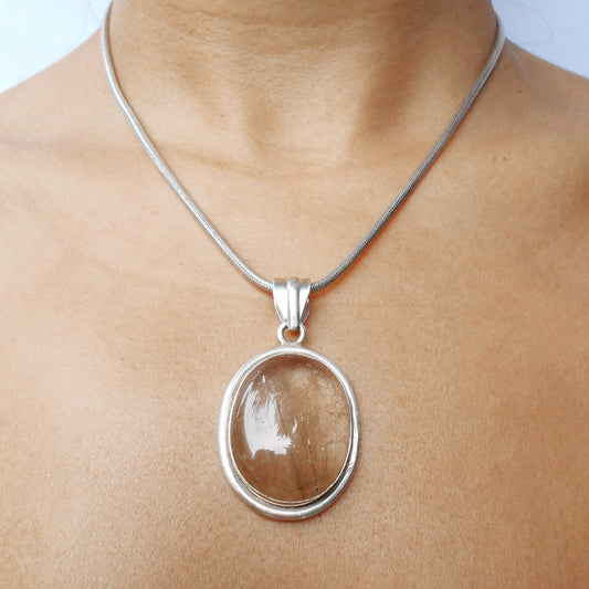 Angel Hair Rutilated Quartz Pendant | 925 Sterling Silver
