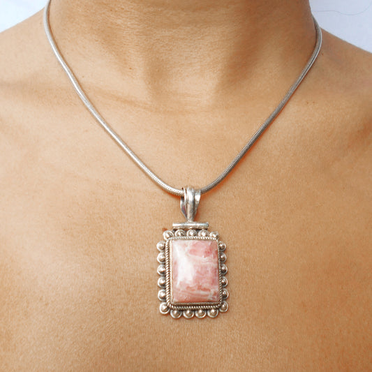 Banded Rhodochrosite Pendant | 925 Sterling Silver