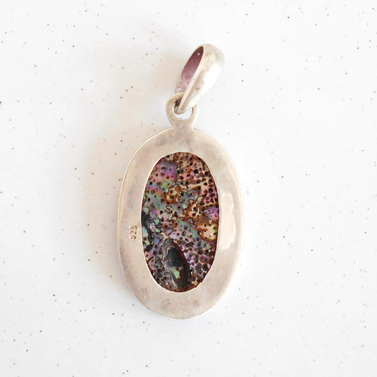 Iridescent Abalone Oval Pendant | 925 Sterling Silver