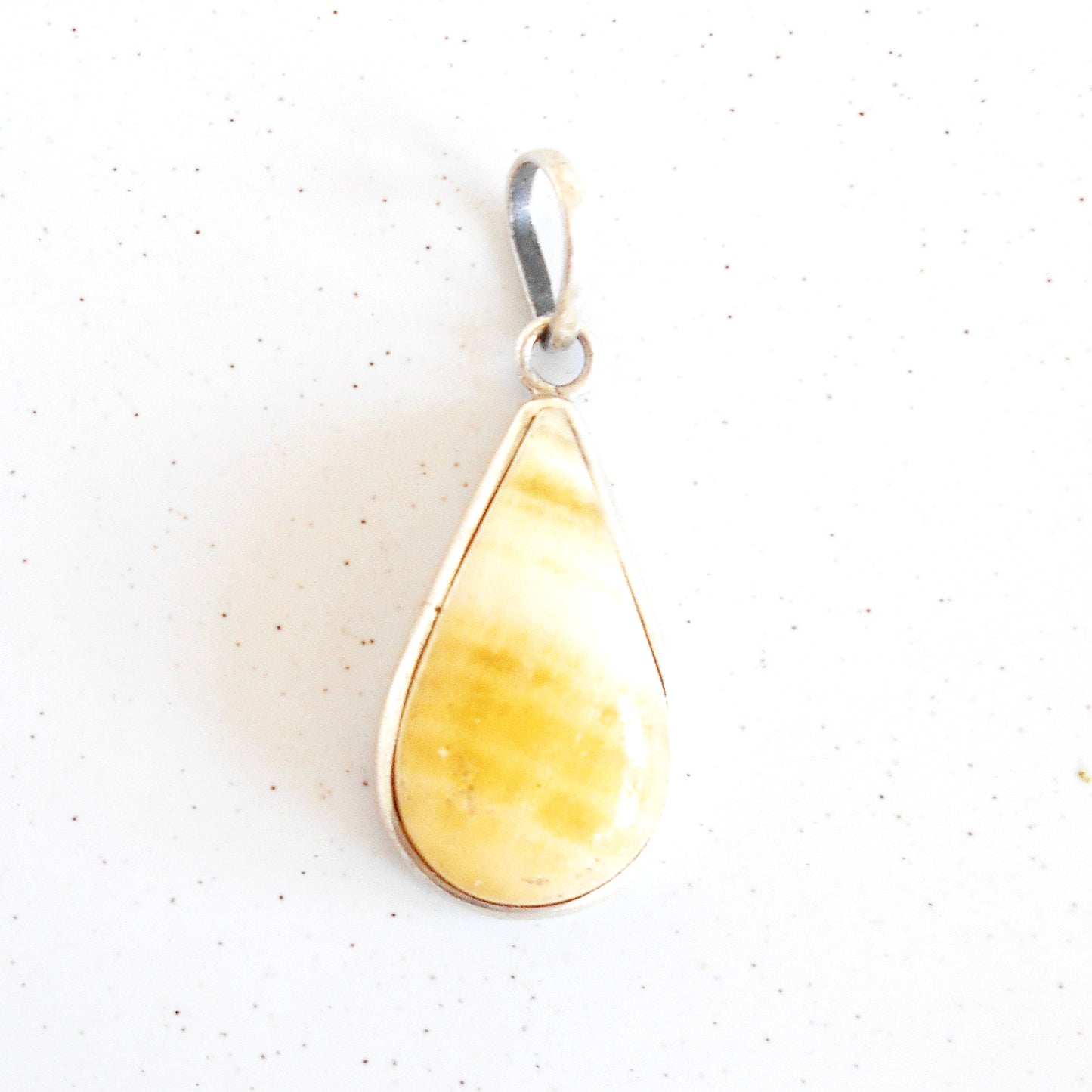 Golden Amber Teardrop Pendant| 925 Sterling Silver