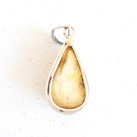 Golden Amber Teardrop Pendant| 925 Sterling Silver