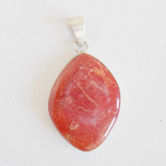 Lava Red Coral Pendant | 925 Sterling Silver