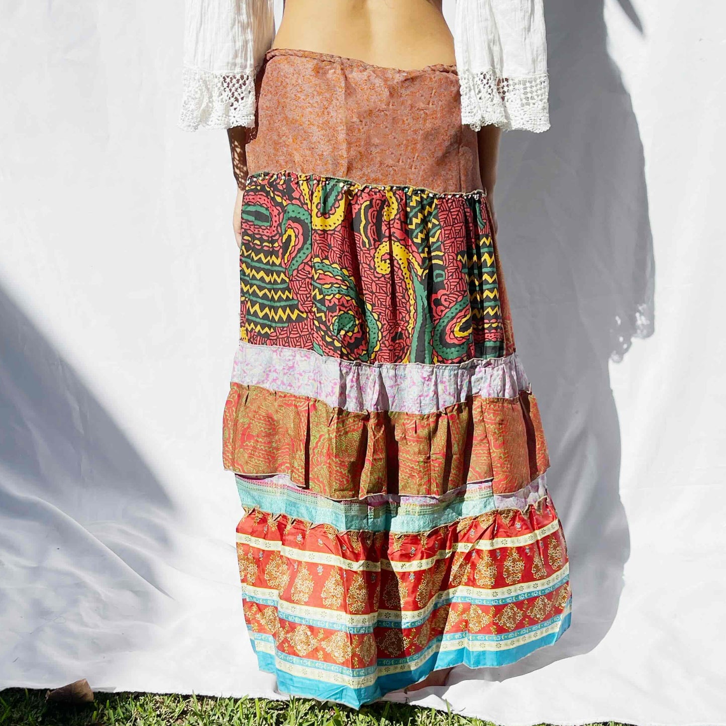 'Ember' Vintage Sari Drawstring Skirt | Hand-Embellished (Copy)