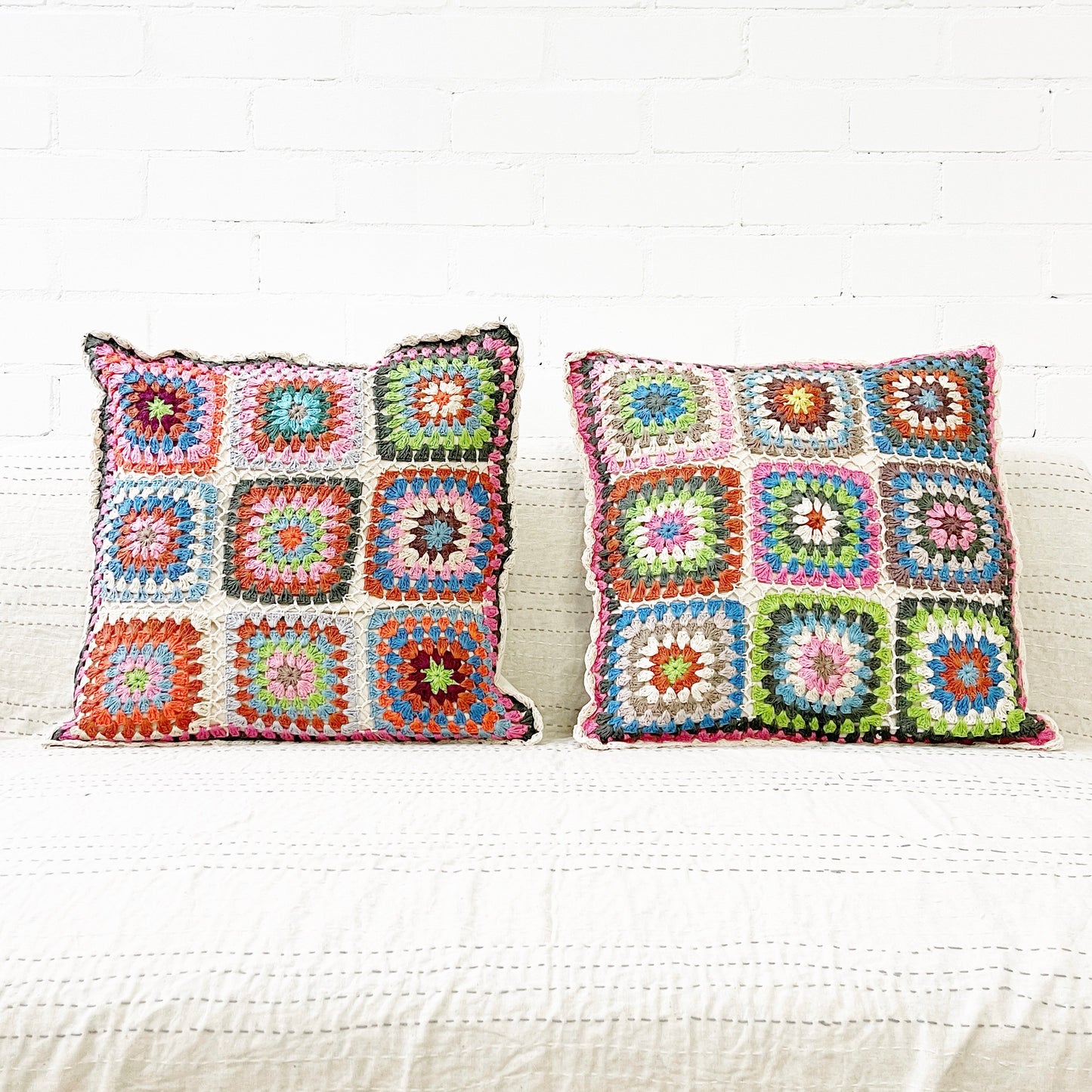 Mosaic Bloom Cushion Cover | Handcrafted Cotton Crochet