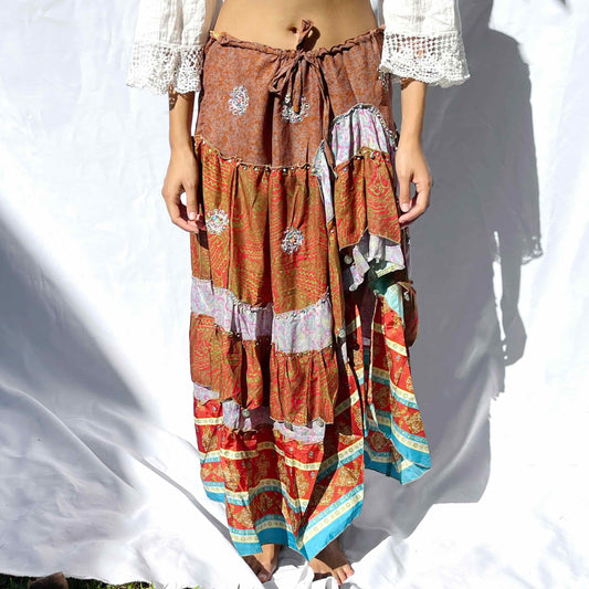 'Ember' Vintage Sari Drawstring Skirt | Hand-Embellished (Copy)